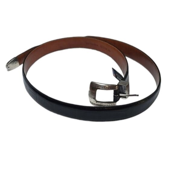 Brighton ONYX  belt - black silver some wearing on silver size 44 mens - Picture 1 of 13